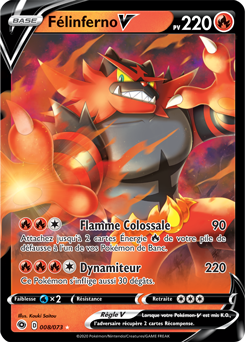 Carte Pokémon Ultra rare V Félinferno V 008/073 de la série La Voie du Maître