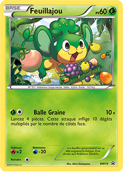 Carte Pokémon Promo Feuillajou BW14 de la série Promos Noir & Blanc