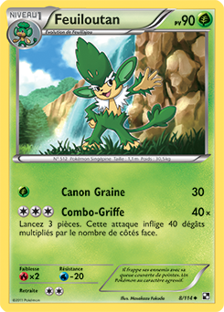 Carte Pokémon Peu commune Feuiloutan 8/114 de la série Noir & Blanc