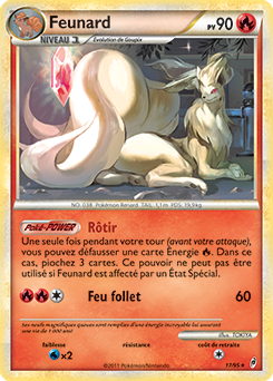 Carte Pokémon Holographique Rare Feunard 17/95 de la série Appel des Légendes