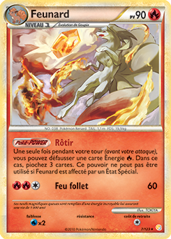 Carte Pokémon Holographique Rare Feunard 7/123 de la série HeartGold SoulSilver