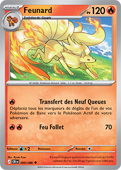 Carte Pokémon Peu commune Feunard 9/86 de la série Chaos Ascendant