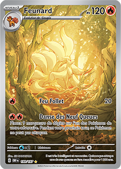 Carte Pokémon Illustration rare Feunard 199/197 de la série Flammes Obsidiennes