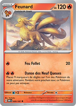 Carte Pokémon Peu commune Feunard 29/197 de la série Flammes Obsidiennes