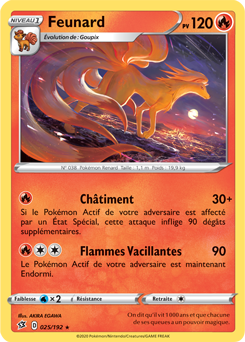 Carte Pokémon Rare Feunard 25/192 de la série Clash des Rebelles
