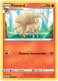 Carte Pokémon Peu commune Feunard 30/264 de la série Poing de Fusion
