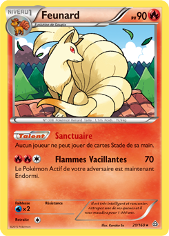 Carte Pokémon Rare Feunard 21/160 de la série Primo Choc