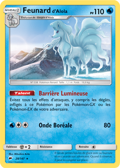 Carte Pokémon Rare Feunard d'Alola 28/147 de la série Ombres Ardentes