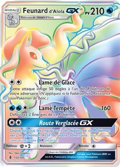 Carte Pokémon Secrète Rainbow GX Feunard d'Alola GX 150/145 de la série Gardiens Ascendants