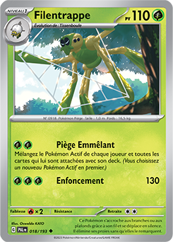 Carte Pokémon Peu commune Filentrappe 018/193 de la série Évolutions à Paldea