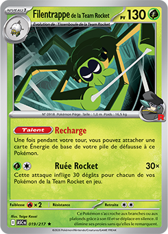 Carte Pokémon Filentrappe de la Team Rocket 19/217 de la série Héros Transcendants en vente au meilleur prix