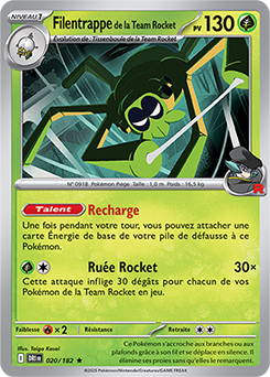 Carte Pokémon Rare Filentrappe de la Team Rocket 20/182 de la série Rivalités Destinées