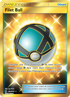 Carte Pokémon Objet Gold SL Filet Ball 234/214 de la série Tonnerre Perdu