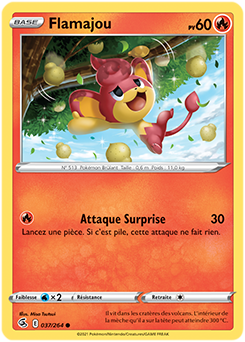 Carte Pokémon Communes Flamajou 37/264 de la série Poing de Fusion
