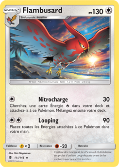 Carte Pokémon Flambusard 111/145 de la série Gardiens Ascendants en vente au meilleur prix