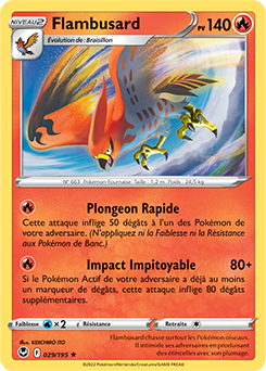 Carte Pokémon Rare Flambusard 029/195 de la série Tempête Argentée