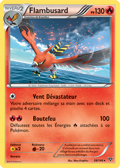 Carte Pokémon Holographique Rare Flambusard 28/146 de la série X&Y