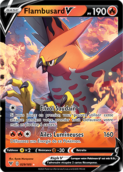 Carte Pokémon Flambusard V 029/185 de la série Voltage Éclatant en vente au meilleur prix