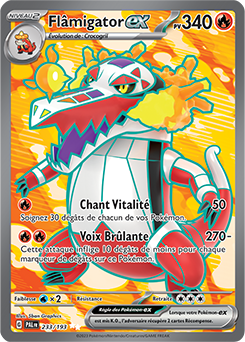 Carte Pokémon Ultra rare Flâmigator ex 233/193 de la série Évolutions à Paldea