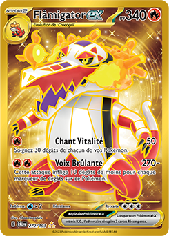 Carte Pokémon Hyper rare Flâmigator ex 272/193 de la série Évolutions à Paldea