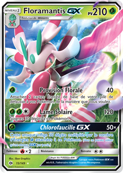 Carte Pokémon Floramantis GX 15/149 de la série Soleil & Lune en vente au meilleur prix