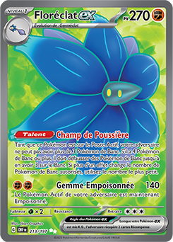 Carte Pokémon Ultra rare Floréclat ex 213/197 de la série Flammes Obsidiennes