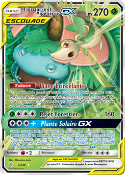 Carte Pokémon Florizarre Vipélierre GX 1/236 de la série Éclipse Cosmique en vente au meilleur prix