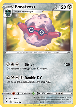 Carte Pokémon Rare Foretress 114/185 de la série Voltage Éclatant