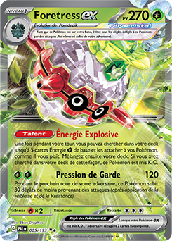 Carte Pokémon Double rare Foretress ex 005/193 de la série Évolutions à Paldea