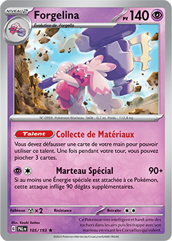 Carte Pokémon Rare Forgelina 105/193 de la série Évolutions à Paldea