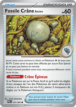 Carte Pokémon Communes Fossile Crâne Ancien 73/84 de la série Nuit Noire