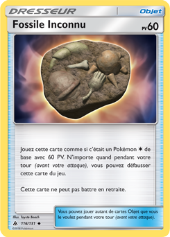 Carte Pokémon Peu commune Fossile Inconnu 116/131 de la série Lumière Interdite