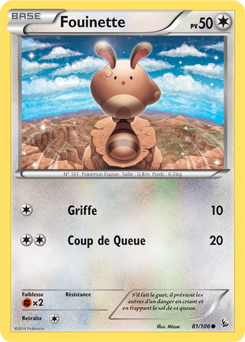 Carte Pokémon Fouinette 81/106 de la série Étincelle en vente au meilleur prix