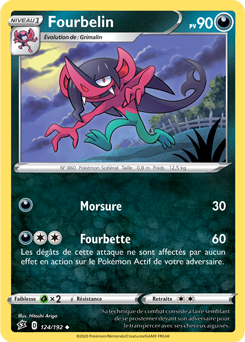 Carte Pokémon Peu commune Fourbelin 124/192 de la série Clash des Rebelles