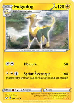 Carte Pokémon Holographique rare Fulgudog 76/202 de la série Épée et Bouclier