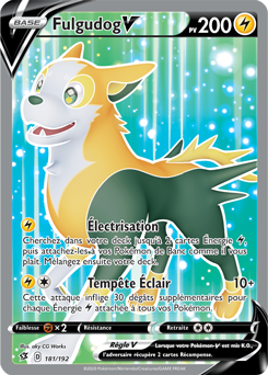 Carte Pokémon Full Art V Fulgudog V 181/192 de la série Clash des Rebelles