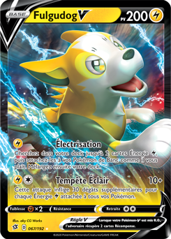 Carte Pokémon Ultra rare V Fulgudog V 67/192 de la série Clash des Rebelles