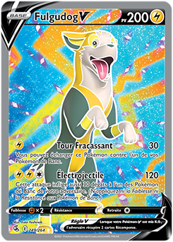 Carte Pokémon Fulgudog V 249/264 de la série Poing de Fusion en vente au meilleur prix