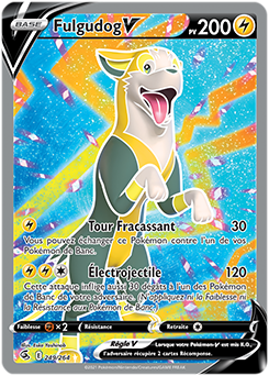 Carte Pokémon Full Art V Fulgudog V 249/264 de la série Poing de Fusion