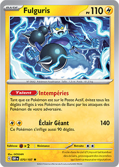 Carte Pokémon Rare Fulguris 70/197 de la série Flammes Obsidiennes