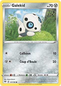 Carte Pokémon Galekid 121/189 de la série Ténèbres Embrasées en vente au meilleur prix