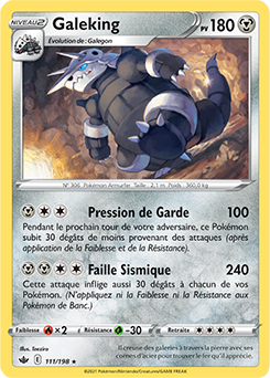 Carte Pokémon Galeking 111/198 de la série Règne de Glace en vente au meilleur prix