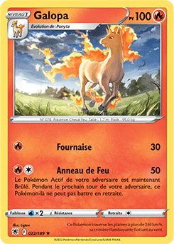 Carte Pokémon Rare Galopa 022/189 de la série Astres Radieux