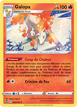 Carte Pokémon Holographique rare Galopa 022/195 de la série Tempête Argentée