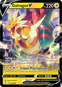 Carte Pokémon Galvagon V 58/203 de la série Évolution Céleste en vente au meilleur prix