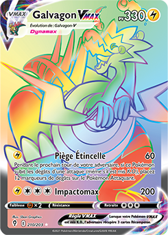 Carte Pokémon Rainbow VMAX Galvagon VMAX 210/203 de la série Évolution Céleste