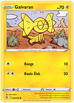 Carte Pokémon Communes Galvaran 98/264 de la série Poing de Fusion