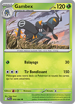 Carte Pokémon Peu commune Gambex 10/94 de la série Flammes Fantasmagoriques