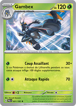 Carte Pokémon Rare Gambex 021/193 de la série Évolutions à Paldea