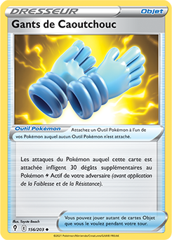 Carte Pokémon Gants de Caoutchouc 156/203 de la série Évolution Céleste en vente au meilleur prix